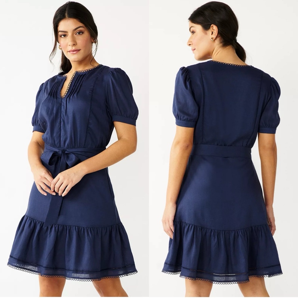 Draper James RSVP Puff Sleeve Tiered Dress Large - Picture 12 of 12